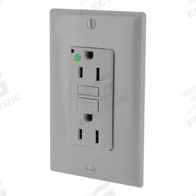 LEVITON GFI Receptacle: Hospital Grade Fed. Spec., Decorator Duplex, 5-15R, Gray, GFCI - General Purpose Receptacles