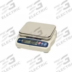A&D WEIGHING Food Scale: 7 1/2 in Weighing Surface Dp, 9 1/8 in Weighing Surface Wd, Backlit LCD (MPN SJ-6000WPF). Key specifications — Connection Ports: Bluetooth; Readability: 0.0002 kg/0.0005 lb/0.01 oz/0.1 lb-oz; Brand: A&D WEIGHING; IP Rating: IP67.