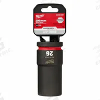 MILWAUKEE Deep Impact Socket: 3/4 in Drive Size, Metric, 26 mm Socket Size, 6-Point, Deep, Friction (MPN 49-66-6401). Key specifications — attr1215501: MILWAUKEE; attr1215515: Black Phosphate; attr1215518: 26 mm.