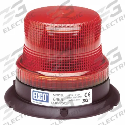 ECCO Beacon Light: Flashing Beacon, Red, 3 7/8 in Overall Ht, LED - Vehicle Flashing Beacons