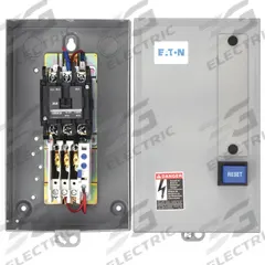EATON Definite Purpose Magnetic Motor Starter: Non-Reversing, 3 Poles, 30 A, 480V AC Coil, Thermal (MPN A25CGC30C). Key specifications — Brand: EATON; Thermal Units Required: 3 Thermal Units Required (Not Included).