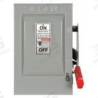 SIEMENS Safety Switch: Non-Fusible, 30 A, Single Phase, 600V AC, Galvanized Steel, Indoor (MPN HNF261). Key specifications — attr867131: SIEMENS.
