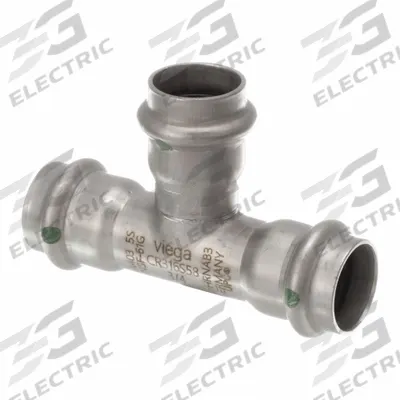 VIEGA PROPRESS Crimp Tee Fitting: 3/4 in CTS x 3/4 in CTS x 3/4 in CTS Size - Potable Water Stainless Steel Press Fittings