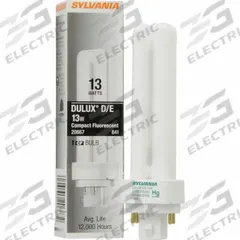 LEDVANCE/ SYLVANIA Compact Fluorescent Bulb: 4-Pin (G24q-1), T4, Fluorescent, 4100K, 13 W Watt (MPN CF13DD/E/841/ECO). Key specifications — Brand: LEDVANCE/ SYLVANIA; Bulb Designation: CF13DD/E/841/ECO; Dimmable: Yes; Color Temperature: 4100K.