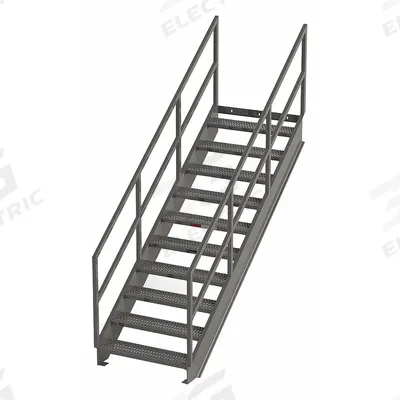 APPROVED VENDOR Portable Stairs: 9.4 ft Overall Ht, Steel, 500 lb Load Capacity, Serrated - Easy-Climb Steel Stairs