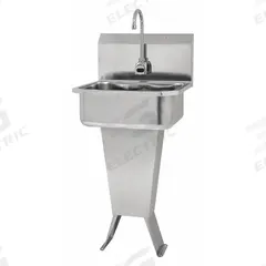 SANI-LAV Hands-Free Sink: 41 1/2 in Overall Ht, 17 in Bowl Lg, 7 in Bowl Dp, 0.5 gpm Flow Rate (MPN ESB2-501L-0.5). Key specifications — Includes Side Splash: Side Splash Not Included; Power Source: Battery Powered; Brand: SANI-LAV.
