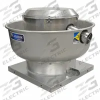 Upblast Exhauster: Direct Drive, Includes Drive Pack, 12 1/4 in Wheel, 1,400 cfm, ODP, 1/3 hp, 1-ph (MPN ALX120-UD033EC). Key specifications — Brand: CANARM; Base Shape: Square; Assembly: Assembled; Motor Enclosure: Open Dripproof; Motor Type: Electronically Commutated; Nameplate Voltage: 115/208-230V AC; Mounting Location: Roof and Wall; For High-Static Pressure Applications: Yes.