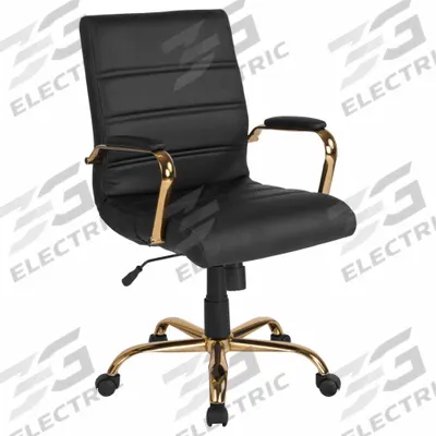 FLASH FURNITURE Office Chair: Whitney, Black, Faux Leather Material, 19 1/2 in Back Ht - Fixed-Arm Office Chairs