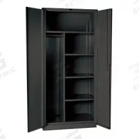 HALLOWELL Storage Cabinet: 48 in x 24 in x 78 in, 4 Shelves, Swing Handle & Padlock Hasp, Adj, Solid (MPN HW4CC8478-4CL). Key specifications — attr113700: Adjustable; attr113673: Frame; attr113674: Dark Gray; attr113686: No; attr113685: Assembled; attr113675: Hanging Rods; attr66488: HALLOWELL; attr113676: Hanging Rod and Shelves.