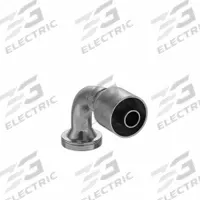 PARKER Hydraulic Crimp Fitting: Steel x Steel, 90° Elbow, -12 For Hose Dash Size, Male x Genderless (MPN 16N43-12-12). Key specifications — Fitting Gender: Male x Genderless; Fitting Connection Type: Flange x Crimp; Thread Size: 0.511"-27; For Hose Dash Size: -12; Brand: PARKER.
