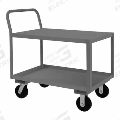 APPROVED VENDOR Utility Cart: 1,200 lb, 43 in L x 26 in W x 31 in H Overall Dim, 2 Shelves - Low-Profile Utility Carts with Lipped & Flush Metal Shelves