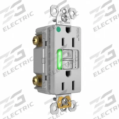 LEGRAND GFCI: Hospital Grade, Duplex, 5-15R, Gray, GFCI, 125V AC, 15 A - General Purpose Receptacles