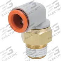 SMC Push-Fit Elbow Fitting: 1/2 in OD x 1/2 in Pipe Size, Push-to-Connect x BSPT, Brass, White (MPN KQ2L13-04AS). Key specifications — Brand: SMC; Thread Size A: 1/2".
