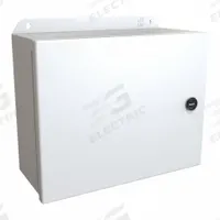 HAMMOND Electrical Enclosure: Steel, 8 in x 10 in x 4 in, NEMA 12/13/3R/4, w/Panel, Solid Cover (MPN EJ8104LG). Key specifications — Closure Method: Latches; Brand: HAMMOND; Knockouts: Not Included.