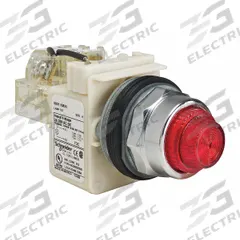 SCHNEIDER ELECTRIC Pilot Light: 30 mm Panel Mounting Size, Red, Incandescent, 9001K Series (MPN 9001KT35R31). Key specifications — Series: 9001K; Brand: SCHNEIDER; Includes Push-To-Test: Push-To-Test Included.