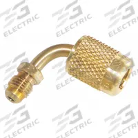 JB INDUSTRIES Adapter: 2 in Lg, 90° Angle, Input 5/16 in Female SAE Right-Hand, A2L Compatible (MPN 33116N). Key specifications — Product Type: Adapter; Brand: JB INDUSTRIES; Manufacturer Part Number: 33116N; Material: Brass.