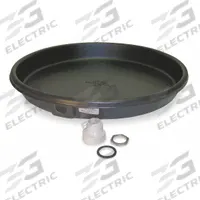 APPROVED VENDOR Water Heater Pan: Plastic, 26 in OD, 24 in ID (MPN 3VU58). Key specifications — For Heater Power Type: Electric; Includes: 1 in PVC Adapter; Brand: APPROVED VENDOR; Manufacturer Part Number: 3VU58.