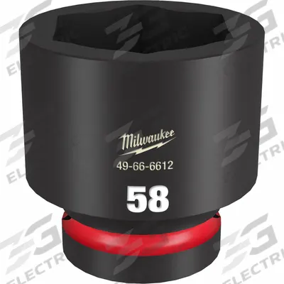 MILWAUKEE Standard Impact Socket: 1 in Drive Size, Metric, 58 mm Socket Size, 6-Point - 1" Drive Impact Sockets