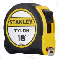 STANLEY Tape Measure: Nonmagnetic Single Hook Tip, 16 ft / 4.87 m, Plastic with Rubberized Grip (MPN STHT39516). Key specifications — attr935324: STANLEY; attr942259: Yellow; attr935326: High-Visibility Blade; attr935328: 1/16 in; attr935329: Inches; attr935337: SAE; attr936607: Manual Lock; attr985315: 5 m or less.
