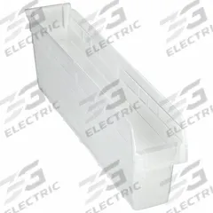 QUANTUM STORAGE SYSTEMS Shelf Bin: 23 5/8 in Overall Lg, 4 3/8 in x 8 in, Clear, Nesting Capable (MPN QSB805CL). Key specifications — attr1179622: QUANTUM STORAGE SYSTEMS; attr1179611: 0%; attr1179616: QSB805CL; attr1179624: Dividers Not Included; attr1249172: Not Electrostatic Discharge Conductive.