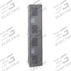HALLOWELL Wardrobe Locker: 18 in x 18 in x 72 in, Ventilated, 2 Tiers, 1 Units Wide, Padlock Hasp (MPN HWBA882-2HG). Key specifications — Brand: HALLOWELL; Locker Color: Gray; Door Type: Ventilated; Locker Material: Steel; Assembled: Assembled; Number Plate Included: Yes.