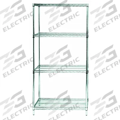 APPROVED VENDOR Wire Shelving Unit: Starter, 48 in x 18 in, 74 in Overall Ht, 4 Shelves - Corrosion-Resistant Stationary Wire Shelving for Harsh Environments