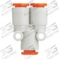 SMC Push-Fit Wye Fitting: 1/2 in OD x 1/2 in OD x 1/2 in OD Size, White (MPN KQ2U13-00A). Key specifications — Brand: SMC.