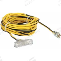 APPROVED VENDOR Extension Cord: Outdoor Use, 50 ft Lg, 3 Outlets, 5-15P, 12/3, SJTW, Black/Yellow (MPN 1XUR2). Key specifications — Brand: APPROVED VENDOR; Temperature Rating: -40° to 167°F; NEMA Plug Configuration: 5-15P.