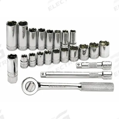 SK PROFESSIONAL TOOLS Socket Wrench Set: 3/8 in Drive, 22 Piece, 6-Point - SAE & Metric Socket Sets with Drive Tools