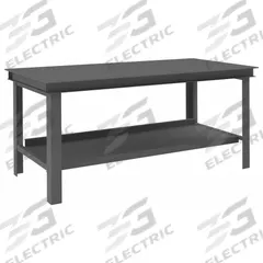 DURHAM MFG Workbench: Fixed Ht, Steel, 72 in x 36 in, 14,000 lb Overall Load Capacity, Gray (MPN HWB-3672-95). Key specifications — Brand: DURHAM MFG.