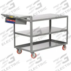 LITTLE GIANT Utility Cart: 1,200 lb, 3 Shelves, 64 in L x 24 in W x 40 in H Overall Dim, Flat (MPN 3LG-2448-WS-P-BK). Key specifications — Caster Wheel/Tread Material: Polyurethane; Brand: LITTLE GIANT; Caster/Wheel Configuration: (2) Rigid.