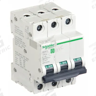 SCHNEIDER Supplementary Protector: 6 A Amps, 14kA at 240V AC, Screw Clamp - D-Curve, 3-Pole UL1077 DIN Rail-Mount Supplementary Protectors