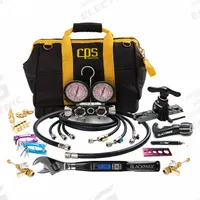 PRO-SET Mini-Split Tool Kit: 2 Valves, 4 Hoses, 3 1/8 in Gauge, For R-410A (MPN TLB410KIT2). Key specifications — Product Type: Mini-Split Tool Kit; For Refrigerant Type: R-410A; Brand: PRO-SET; Includes: 5 ft Premium Pro-Set® Charging Hoses.