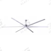 CANARM Ceiling Fan: 10,292 cfm_16,729 cfm Airflow, 8 ft Blade Dia, 5 Speeds, 120V AC, Single Phase (MPN CP96PG). Key specifications — Voltage: 120V AC; Light Kit: No; Series: Fanbos; Number of Speeds: 5; Phase: Single; Current: 0.9 A; Brand: CANARM.