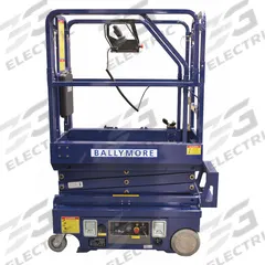 BALLYMORE Mobile Personnel Lift: Battery, Drivable, 12 ft Elevated Platform Ht, 50 in x 28 in (MPN DMSL-12). Key specifications — Brand: BALLYMORE; Features Included: Batteries.