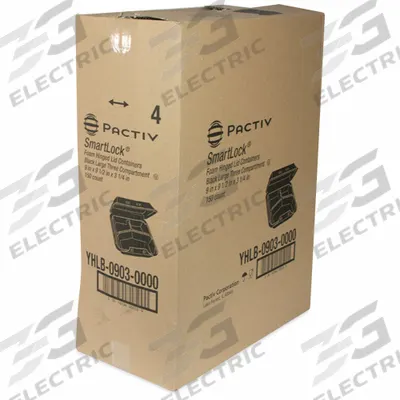 PACTIV Disposable Carry-Out Food Container: Black, Hinged Lid Container Container - Hinged-Lid Foam Containers