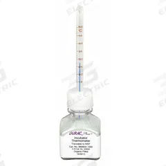 DURAC PLUS Bottle Thermometer: 15°C to 50°C, +/-0.75°C, 30 mL Bottle Volume, Glass Beads (MPN B60600-1000). Key specifications — Bottle Fill Medium: Glass Beads; Temperature Units: Celsius; Accuracy: +/-0.75°C; Brand: DURAC PLUS.