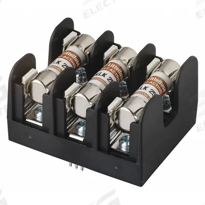 LITTELFUSE Fuse Block: Open Block Design, 3 Pole, 600 V AC, Pressure Plate - Fuse Blocks for Midget Fuses