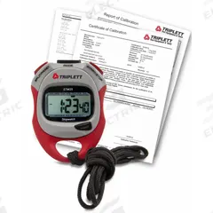 TRIPLETT Digital Stopwatch: +/-2 Seconds Per Day, Count Up, LCD, 23 hr 59 min 59.99 sec, Audible (MPN STW25-NIST). Key specifications — Count Direction: Count Up; Accuracy: +/-2 Seconds Per Day; Alarm Type: Audible; Calibration Certificate Type: Traceable with data; Digital Display Screen Type: LCD; Maximum Time Capacity: 23 hr 59 min 59.99 sec; Resistance Properties: Water Resistant; Clock Function Included: Yes.