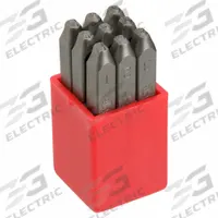 APPROVED VENDOR Hand Stamp Kit: 0 thru 9 (6 doubles as 9), 1/8 in Character Ht, 2 1/2 in Shank Lg (MPN 3W636). Key specifications — Material: Steel; Brand: APPROVED VENDOR; Characters Included: 0 thru 9 (6 doubles as 9).