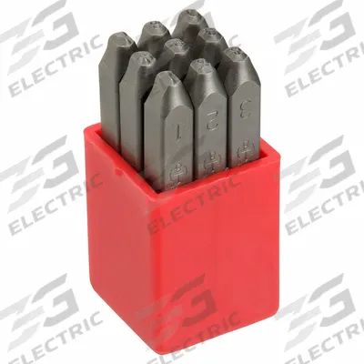 APPROVED VENDOR Hand Stamp Kit: 0 thru 9 (6 doubles as 9), 1/8 in Character Ht - Heavy-Duty Sharp-Face Hand Stamps