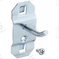 APPROVED VENDOR Single Rod Pegboard Hook: 1 3/4 in x 1 in, Screw-In, Surface, Silver (MPN 6YB85). Key specifications — Mounting Type: Surface; Finish: Zinc-Plated; Color: Silver; Accessory Type: 30-Degree Single Hook; Locking System: Screw-In; Brand: APPROVED VENDOR.