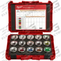 MILWAUKEE Upper and Lower Crimping Die Set: 8 AWG to 600 kcmil, U Style Dies, 15 Sizes (MPN 49-16-KITC). Key specifications — attr511073: U Style Dies; attr511072: Electrical Wire and Cable Crimping; attr473934: MILWAUKEE; attr511065: M18™ FORCE LOGIC™; attr511069: Yellow; attr542116: 8 AWG to 600 kcmil; attr511067: 49-16-U000.