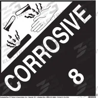 JJ KELLER DOT Container Placard: Corrosive, 10 3/4 in x 10 3/4 in, 10 3/4 in Label Ht, Tagboard (MPN 819). Key specifications — Brand: JJ KELLER; Message: Corrosive.