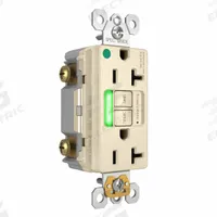 LEGRAND GFCI: Hospital Grade, Duplex, 5-20R, Light Almond, GFCI, 125V AC, 20 A, 2 Pole / 3 Wire (MPN 2097HGTRPILA)