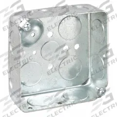 RACO Electrical Box: Steel, Steel - 4" x 4" Square Box Material & Nominal Size, Square, 2 Gangs (MPN 191). Key specifications — Brand: RACO; Bracket Style: Without Bracket; Clamp Style: Without Clamps.