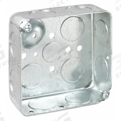 RACO Electrical Box: Steel, Steel - 4" x 4" Square Box Material & Nominal Size - Standard Electrical Boxes