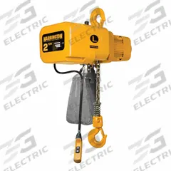 HARRINGTON Extended Lift Electric Chain Hoist: H4 - Heavy Duty, 208-230/460V AC, 1 Speeds, 14 fpm (MPN NER020L-30). Key specifications — Brand: HARRINGTON; Operating Voltage: 208-230/460V AC; Headroom Clearance: 28 in - 30 in.
