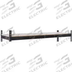 HALLOWELL Shelf: 96 in x 24 in, 620 lb Load Capacity, Particleboard, Black, Shelf (MPN DRHCPL9624ME). Key specifications — Decking Material: Particleboard; Includes: (2) Center Supports; Shelf Configuration: Single Straight; Color: Black; Frame Material: Steel; Brand: HALLOWELL; Frame Finish: Powder Coated; Product Type: Shelf.