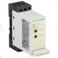 SCHNEIDER Soft Start: 110-480V AC, 12 A Output Current, With Bypass, IP20/NEMA 1, 60/50 Hz (MPN ATS01N112FT). Key specifications — Control Voltage: 24V DC; Manufacturer Part Number: ATS01N112FT.